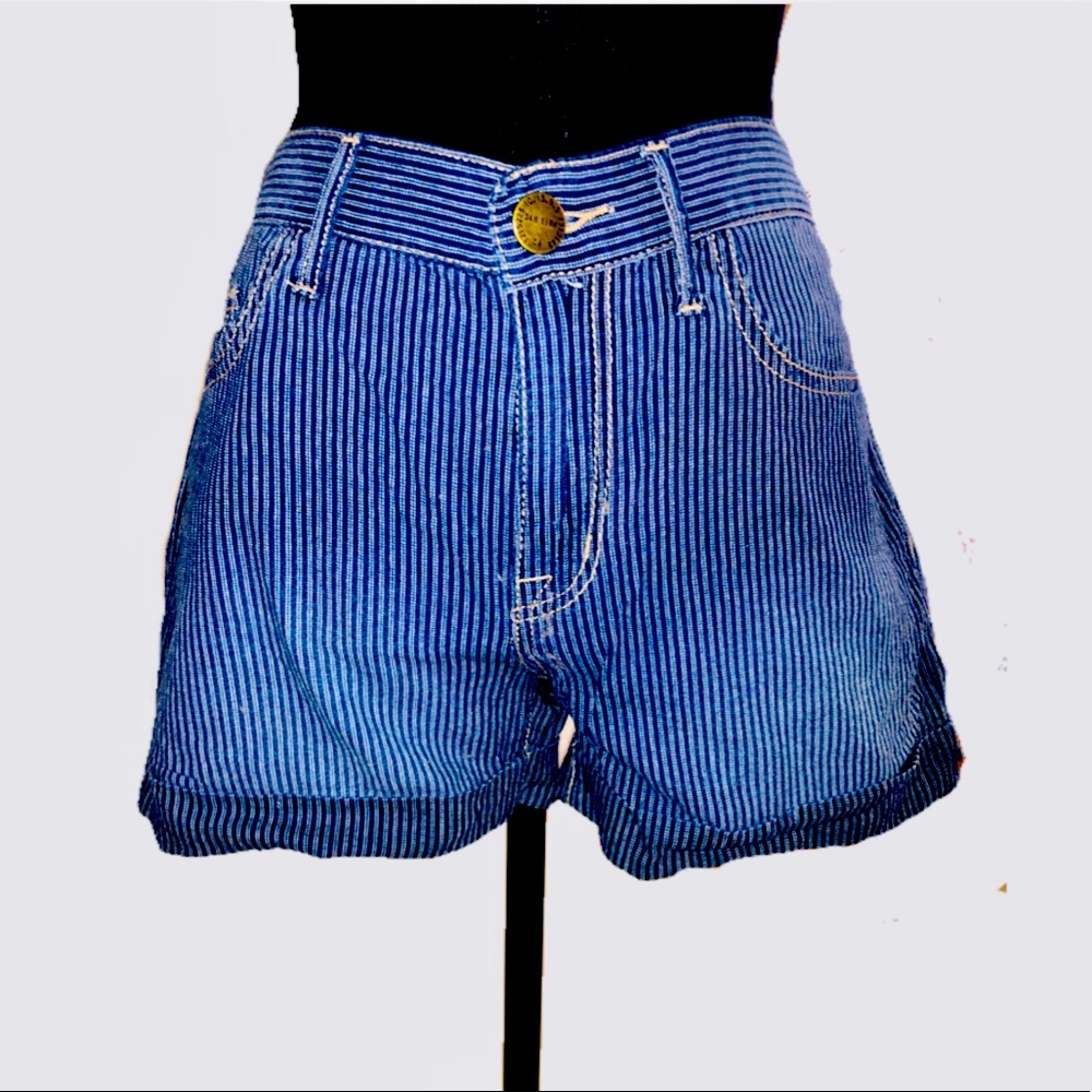 Current/Elliott Striped Railroad Cuffed Shorts.